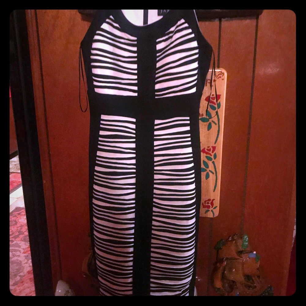 Black and white formal knee length dress
